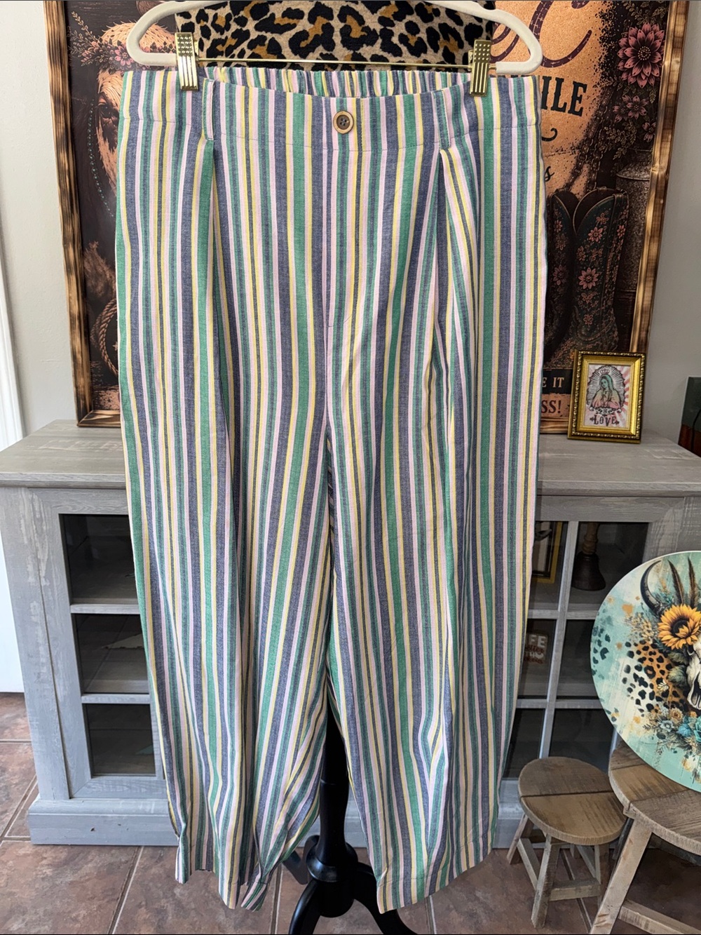 NWT ODDI Women’s Striped Wide-Leg Pants in Multicolor - Size 2XL